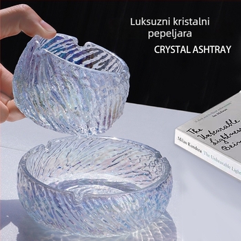 Pepeljara od kristalnog stakla s uzorkom vrtloga, dekor dnevnog boravka; ispis logotipa moguć; prilagodba dostupna; poklon za useljenje (Materijal: staklo; Ispis logotipa: Da; Prilagodba: Da)