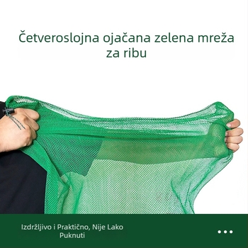 Xinwei Fishing Gear Debela mrežasta vreća za ribolov s šnurlom, najlon, kvadratno dno