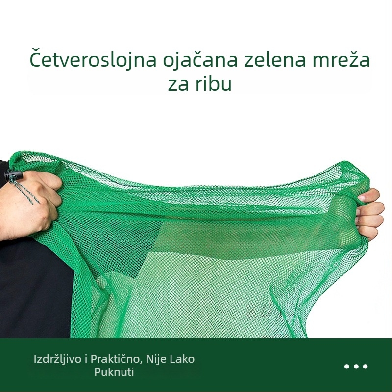 Xinwei Fishing Gear Debela mrežasta vreća za ribolov s šnurlom, najlon, kvadratno dno