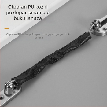 Lanac protiv krađe za vrata – Type A brava, materijal: nehrđajući čelik / PU koža, površinska obrada elektroplating / poliranje, moderan minimalistički stil