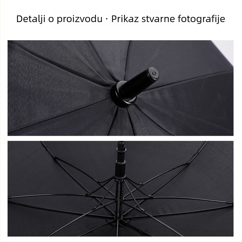 Poslovni golf kišobran, potpuno automatski, duga ravna drška za dvije osobe, kišobran s otiskom logotipa