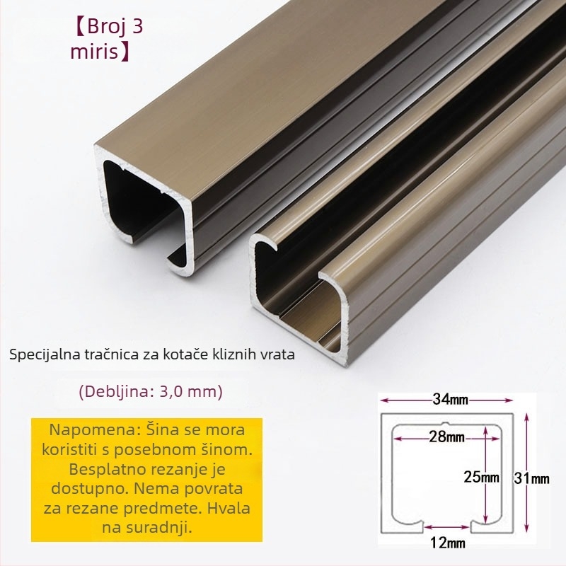 Aluminijska vodilica za klizanje, model Slide-01, brend Ecrew/Yigu, moderni minimalistički stil, debeli završni premaz