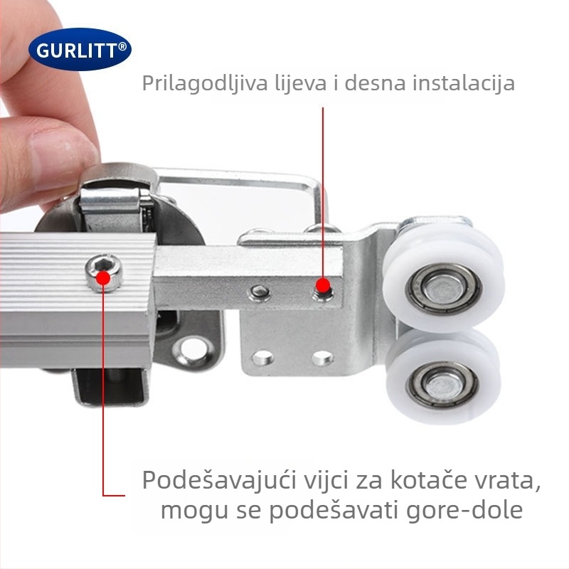 Hardver za sklopna vrata – ovjesni kotačić bez donje šine; aluminijska legura, moderni minimalistički stil, prilagodljiva obrada, Topo Hardware