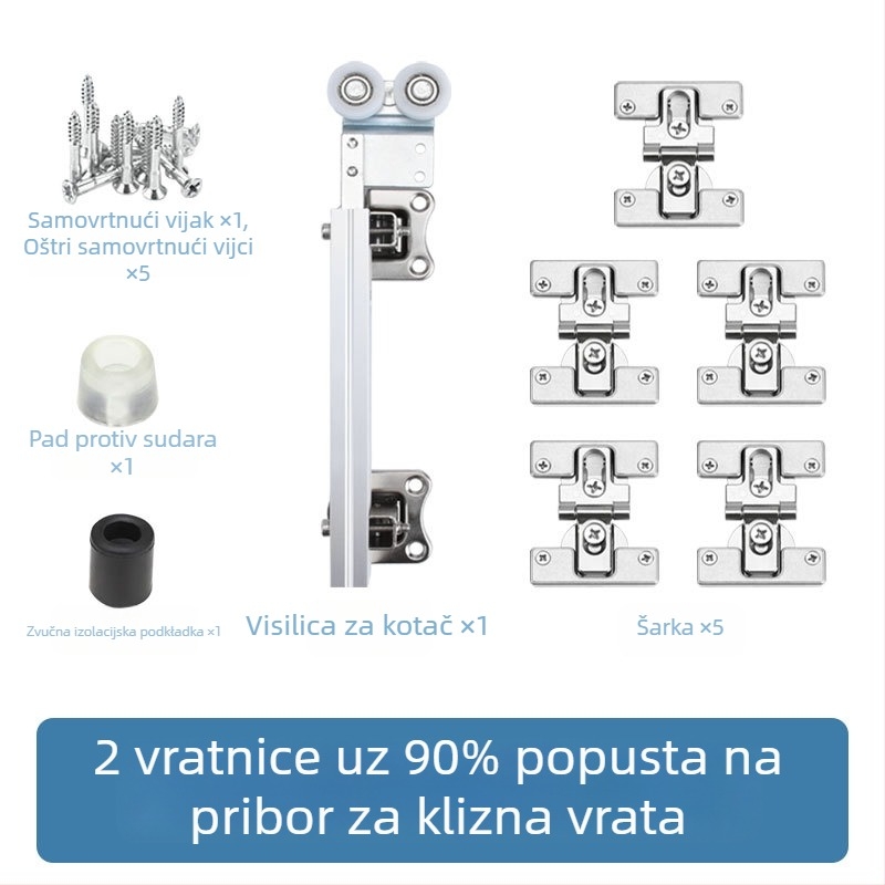 Hardver za sklopna vrata – ovjesni kotačić bez donje šine; aluminijska legura, moderni minimalistički stil, prilagodljiva obrada, Topo Hardware