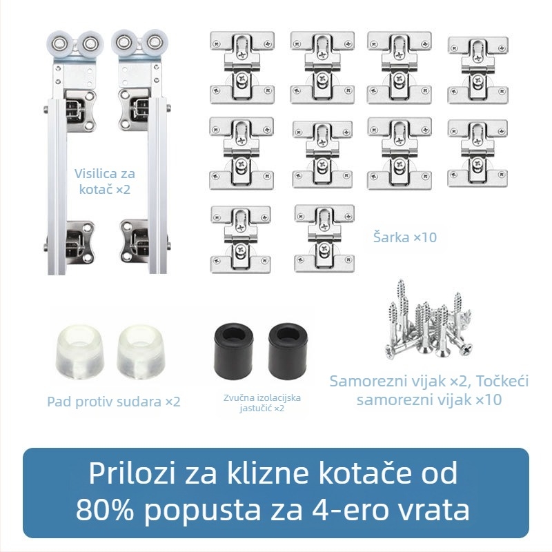 Hardver za sklopna vrata – ovjesni kotačić bez donje šine; aluminijska legura, moderni minimalistički stil, prilagodljiva obrada, Topo Hardware