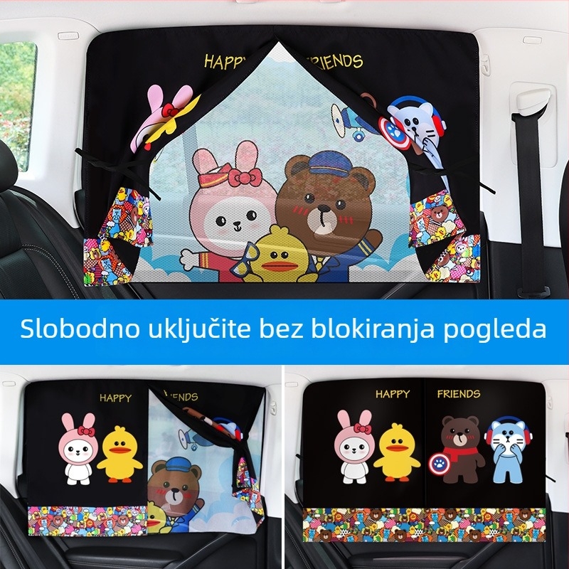 Karikatura automobil prozora zavjesa – poliester, debeli neproziran tip, tip obješavanja, prilagodljivo, univerzalna kompatibilnost