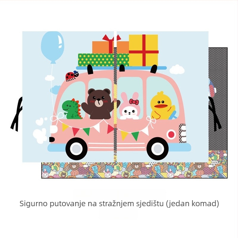 Karikatura automobil prozora zavjesa – poliester, debeli neproziran tip, tip obješavanja, prilagodljivo, univerzalna kompatibilnost