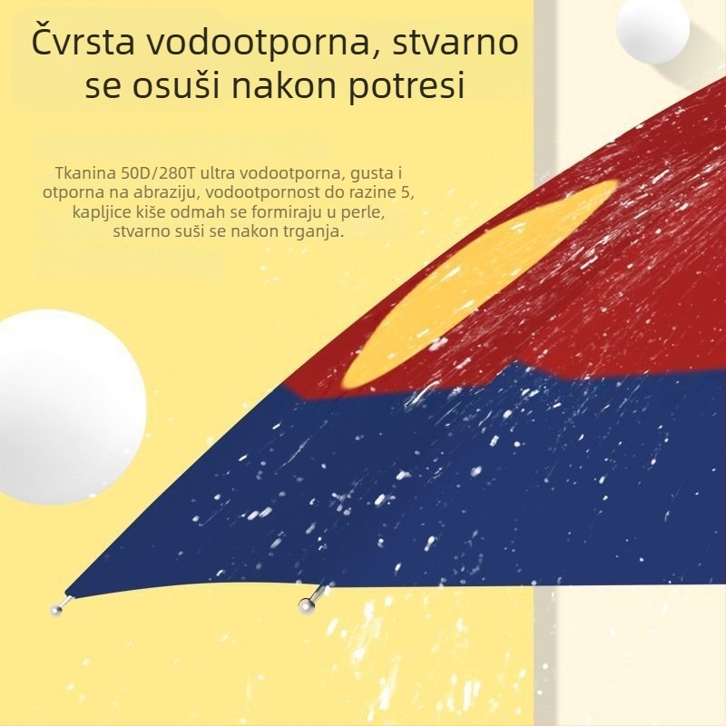 Kišobran s 16 rebara, duga drška, UV zaštita UPF50+, pravilan dizajn, drveno držalo, ručno otvaranje