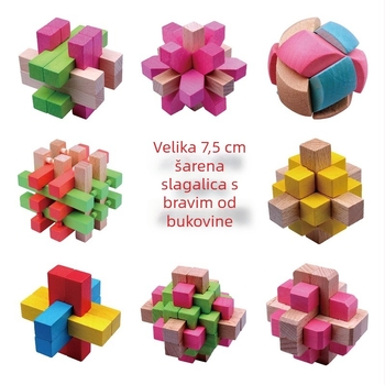 Drveni Kongming/Luban Lock – obrazovna slagalica za rastavljanje i sastavljanje, Wisdom Wheel