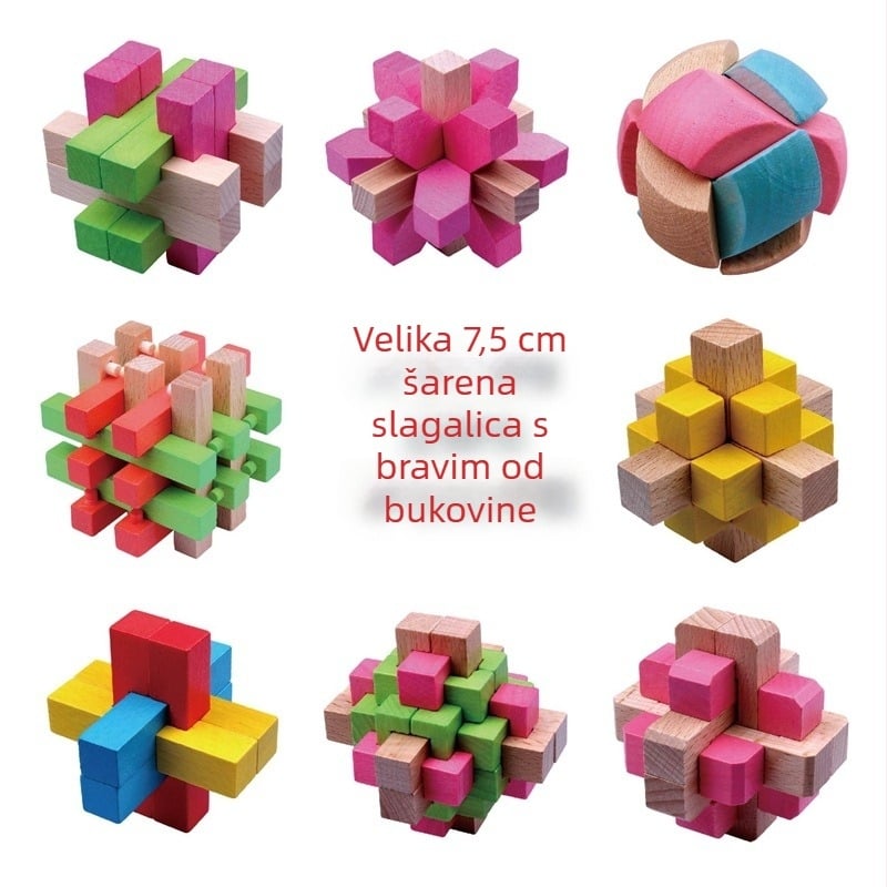 Drveni Kongming/Luban Lock – obrazovna slagalica za rastavljanje i sastavljanje, Wisdom Wheel