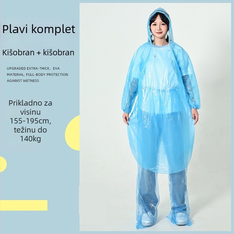 Jednokratna kabanica za kišu, jedinstven dizajn, za outdoor rafting – unisex, standardne debljine