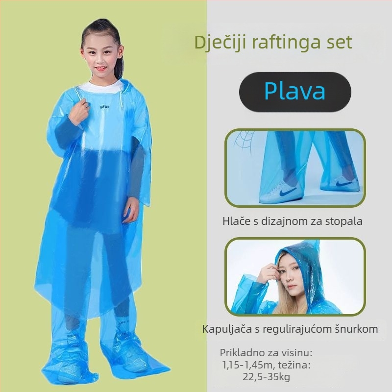 Jednokratna kabanica za kišu, jedinstven dizajn, za outdoor rafting – unisex, standardne debljine