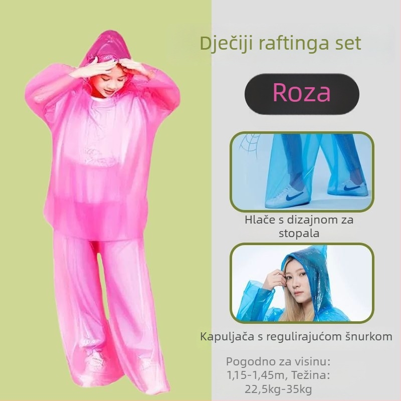 Jednokratna kabanica za kišu, jedinstven dizajn, za outdoor rafting – unisex, standardne debljine