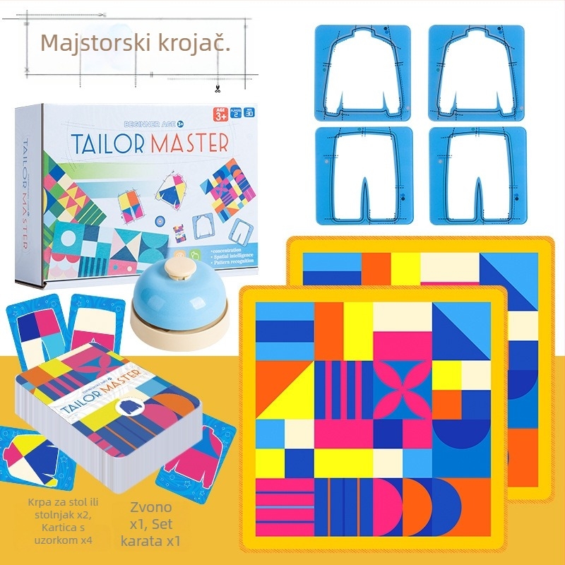 Dvopojasna stolna igra za djecu — obrazovna igra koja potiče reakciju i grafičko uočavanje, roditelj-dijete; Materijal: platno + akril; Uzrast 4–6 godina; Pakiranje: šarena kutija i OPP vrećica