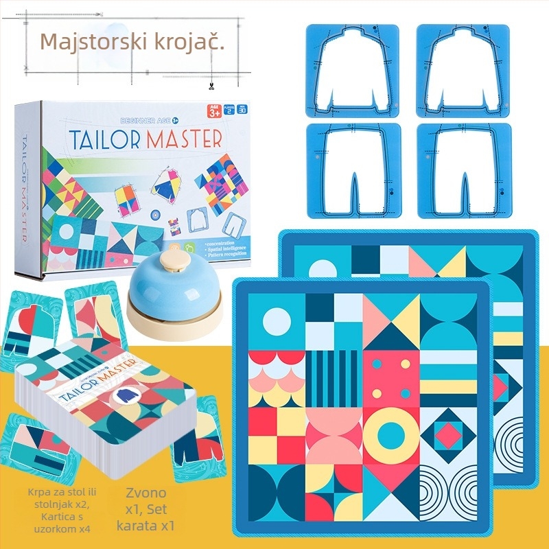 Dvopojasna stolna igra za djecu — obrazovna igra koja potiče reakciju i grafičko uočavanje, roditelj-dijete; Materijal: platno + akril; Uzrast 4–6 godina; Pakiranje: šarena kutija i OPP vrećica