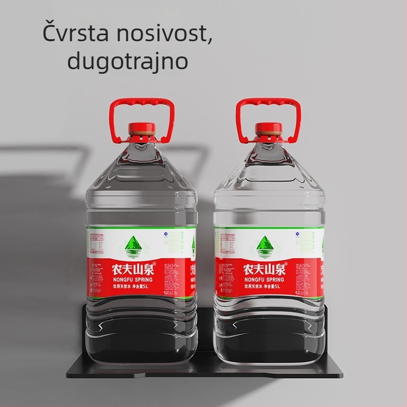 Zidni regał od karbonskog čelika za projektor, kameru, usmjerivač i TV set-top box — bez bušenja, 1 razina, spavaća soba, moderan minimalistički stil