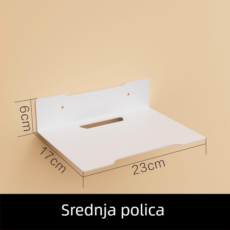 Zidni regał od karbonskog čelika za projektor, kameru, usmjerivač i TV set-top box — bez bušenja, 1 razina, spavaća soba, moderan minimalistički stil