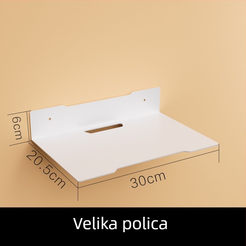 Zidni regał od karbonskog čelika za projektor, kameru, usmjerivač i TV set-top box — bez bušenja, 1 razina, spavaća soba, moderan minimalistički stil