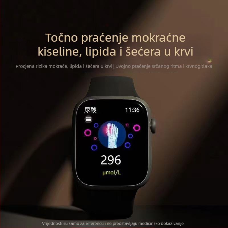 Pametni sat s neinvazivnim mjerenjem šećera u krvi, krvnog tlaka i mokraćne kiseline, praćenje otkucaja srca i sna