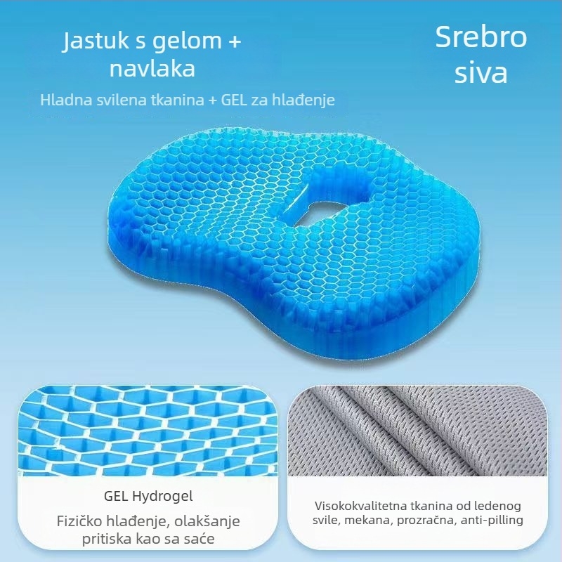Ljetni gel sjedalo jastuk s ćelijskom strukturom – za ured i auto, PVC tkanina, punjenje vodom, hlađenje, 1 kom
