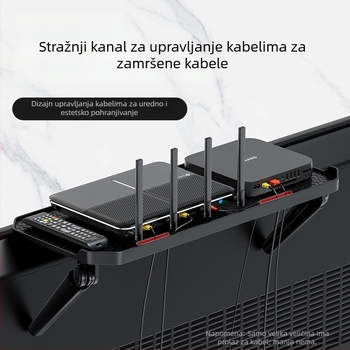 Zidni držač za TV set-top box – 1 etaža, plastični organizator za router i daljinski, bez bušenja, za spavaću sobu i dnevnu sobu