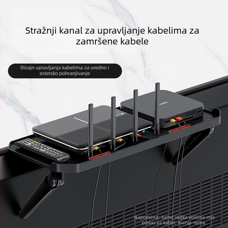 Zidni držač za TV set-top box – 1 etaža, plastični organizator za router i daljinski, bez bušenja, za spavaću sobu i dnevnu sobu