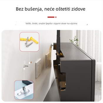 Zidni nosač za pohranu usmjerivača i TV kutije — umjetna ploča, moderan minimalistički stil, pričvršćivanje na zid vakuumskim nosačem, 1 razina, višestruka namjena