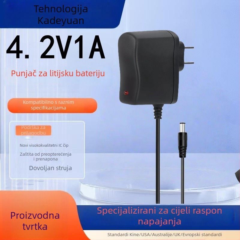 Punjač za Li-ion baterije 4.2V 1A – Ulaz 4.2V, DC izlaz 4.2V 1A, Kompatibilno s Li-ion baterijama 4.2V