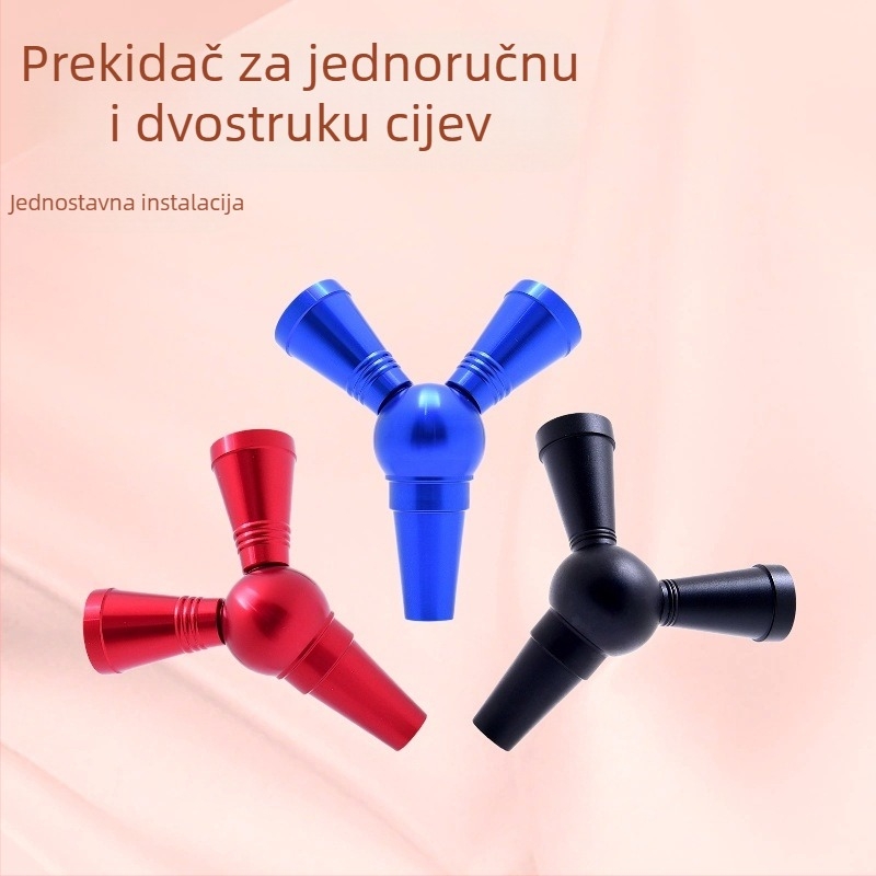 Glava pretvarača za nargilu, metal Dahong Da0014, višekratno upotrebljiva, mogućnost otiska logotipa i prilagođavanja, adapter s jednog cijevi na dvije cijevi