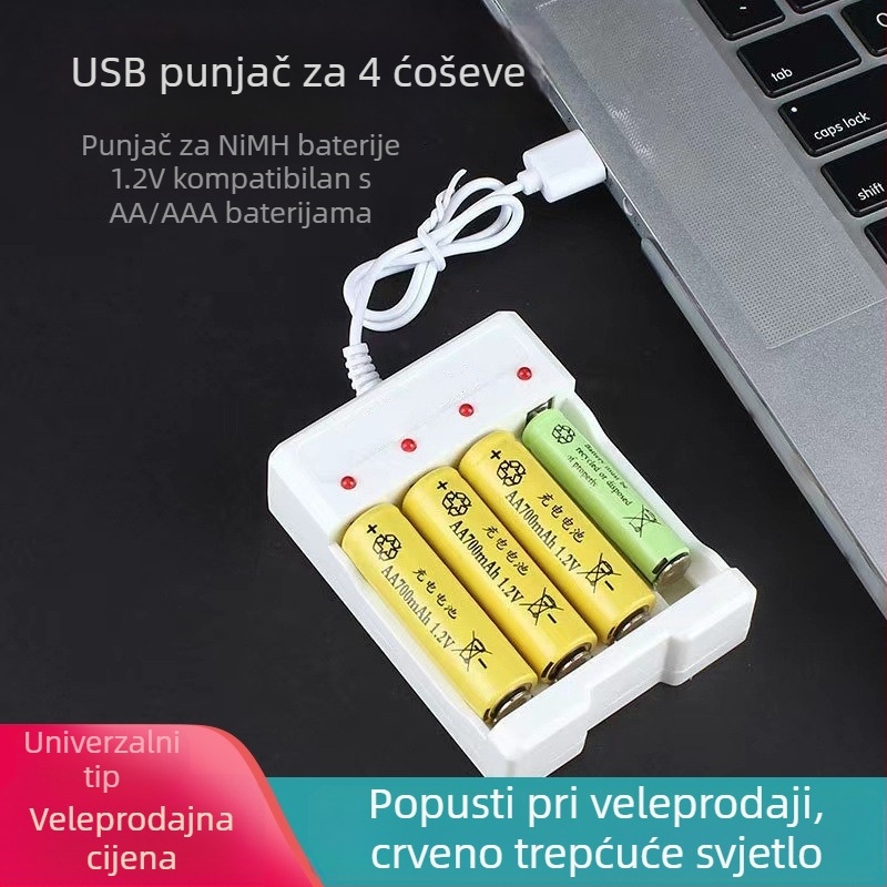 USB punjač za baterije, 4 utora AA/AAA Ni-MH/Ni-Cd – ulaz 5V 1A, izlaz 2×1.2V 0.25A, Climb the Peak