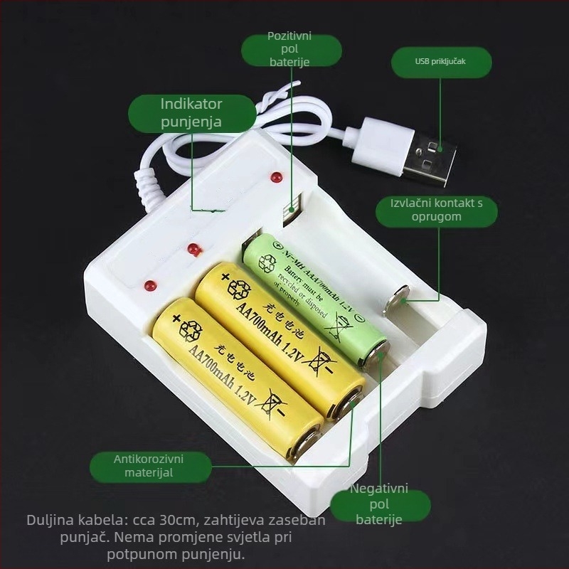 USB punjač za baterije, 4 utora AA/AAA Ni-MH/Ni-Cd – ulaz 5V 1A, izlaz 2×1.2V 0.25A, Climb the Peak