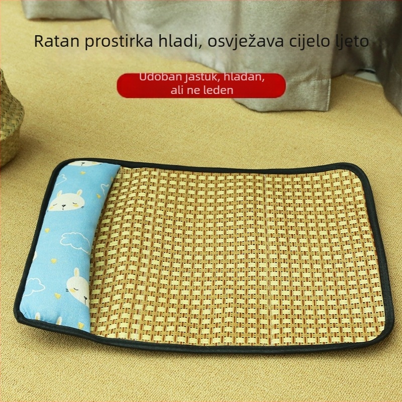 Ljetni rashladni madrac za kućne ljubimce s jastukom i prozračnim dizajnom od ratana, udoban za mačke i pse