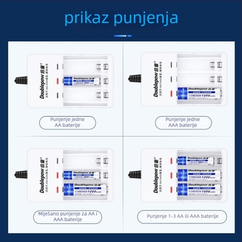 USB punjač za baterije s 3 pretincima za AA NiMH/NiCd, 1.2V, izlaz 150mA, ulaz 5V