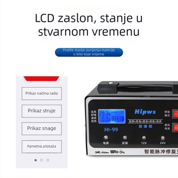 Auto punjač 12V/24V, nadograđeni inteligentni pulsni detektor i popravak baterije, 3-u-1 čelično kućište, Ulaz 90-240V AC, Izlaz 4.2V/2.9V DC