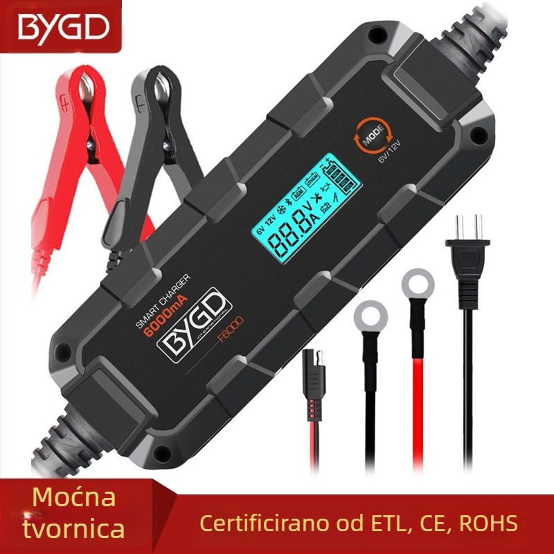 BYGD F6000 punjač baterije za automobil, ulaz 110V, izlaz 6V/12V, ETL certificiran