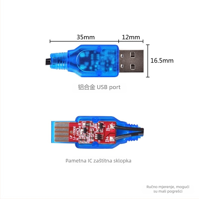 3,7V litij baterija USB kabel za punjenje, ulaz 5V/1-2A, izlaz 4,2V, serija 3,7V USB kabel za punjenje, za bateriju, Brend Orange Blue Green