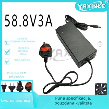 58.8V 3A litij baterija punjač, ulaz AC 100-240V, izlaz 58.8V, za 48V litijske baterijske pakete za električne skutere