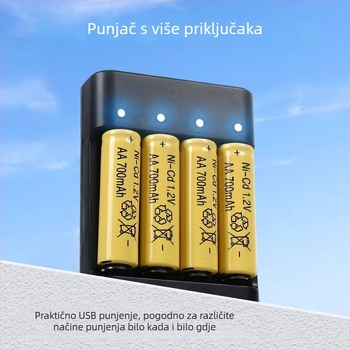 XL 4-slotni inteligentni punjač za baterije, ulaz 5V DC, izlaz 1.2V 0.25A po utičnici, CE certifikat