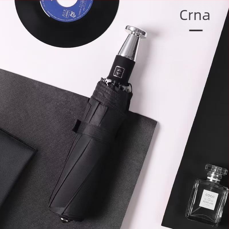 Automatski sklopivi kišobran s 10 rebara, nužna mogućnost razbijanja prozora, crni premaz za sunce i kišu, tisk logotipa moguć, reklamni kišobran poklon UPF 50+