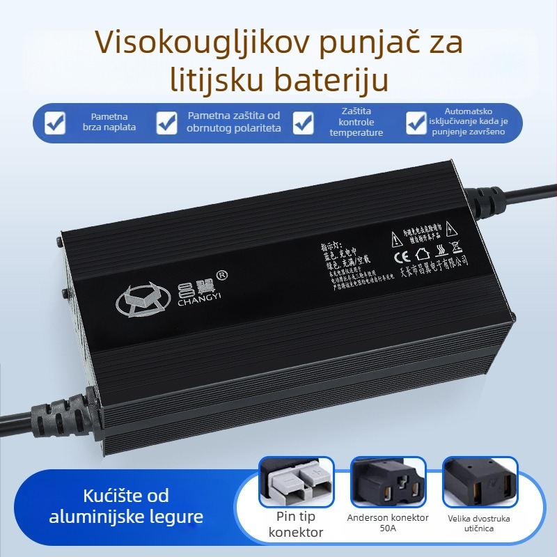 Punjač litijeve baterije, aluminijsko kućište, visoka snaga, izlaz DC 58.8V 10A, ulaz 160–280V, CE/FCC/RoHS certifikati