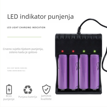 Punjač Li-ion baterija za 18650 – pametno brzo punjenje, USB ulaz 5V, izlaz 4.2V, CE certifikat