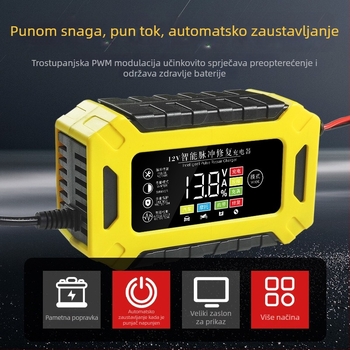 Punjač baterija za motocikle s olovno-kiselinskom baterijom, 12V 3A/6A, pametni prekidač, digitalni prikaz, ulaz 90–240V