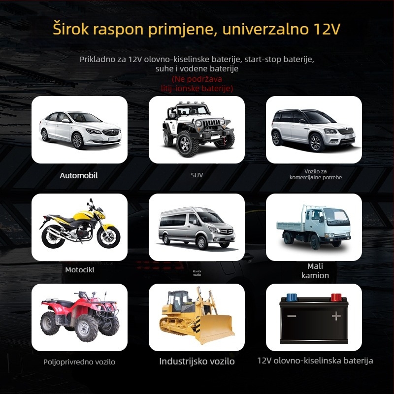 Punjač baterija za motocikle s olovno-kiselinskom baterijom, 12V 3A/6A, pametni prekidač, digitalni prikaz, ulaz 90–240V