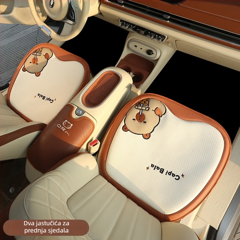 Auto jastučnica za sjedalu, universalna za sve sezone, prozračna Ice Silk površina, cartoon stil, jednodijelni dizajn