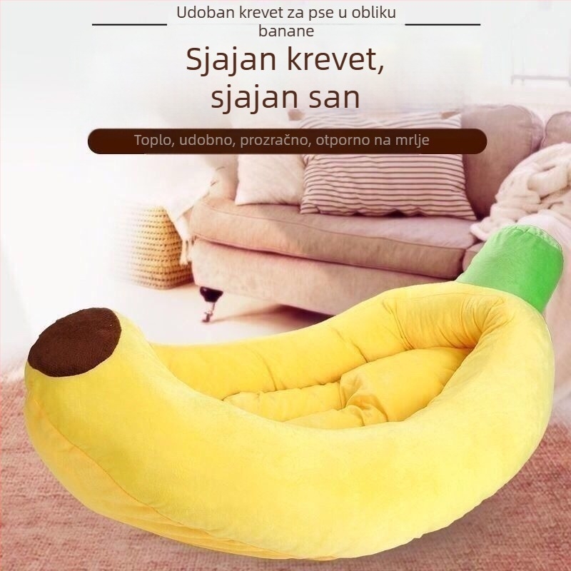 Ležaljka za kućne ljubimce u obliku banane za mačke i pse – sve sezone, ljetno hlađenje i zimsko grijanje – pogodna za srednje i velike pse