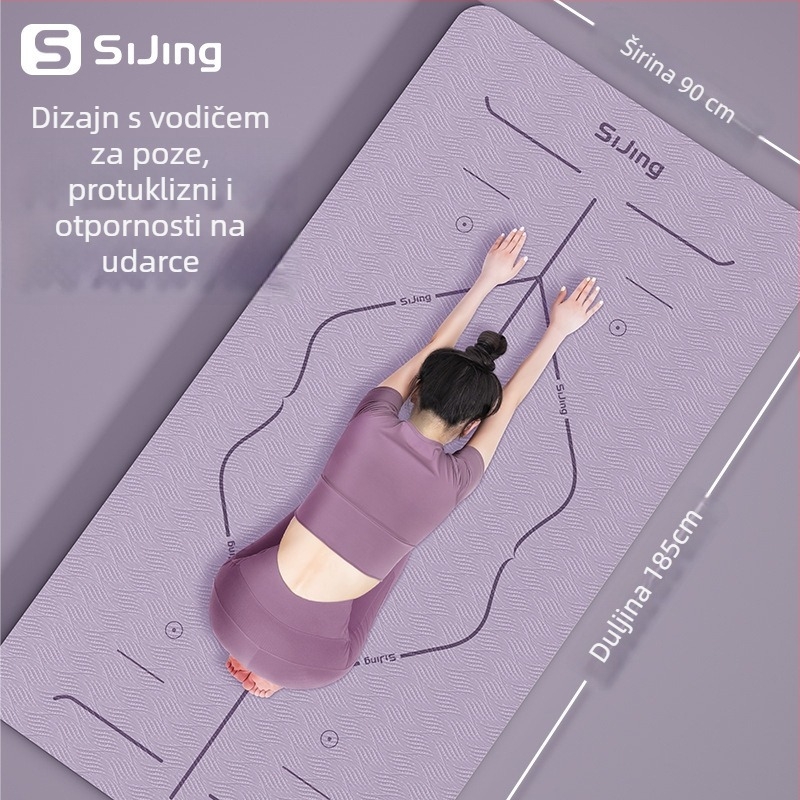 Joga podloga za djevojke, apsorpcija udaraca, zvučna izolacija, protuklizna, širokog dizajna, za kućnu upotrebu, ples i fitness; materijal: TPE; debljina: 6/8/10 mm; uzorak: pruge