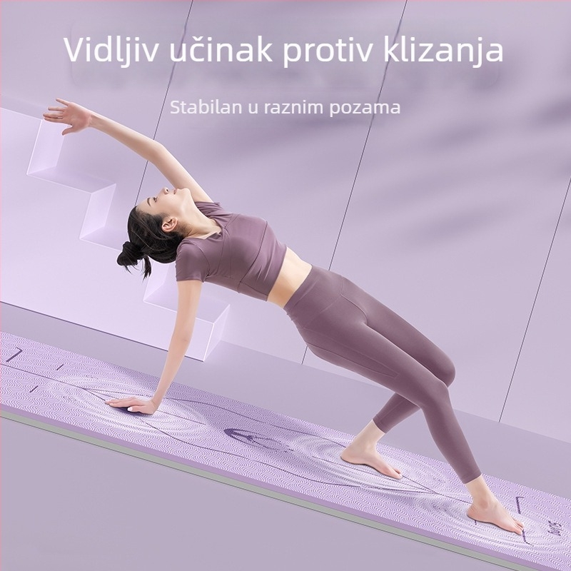 Joga podloga za djevojke, apsorpcija udaraca, zvučna izolacija, protuklizna, širokog dizajna, za kućnu upotrebu, ples i fitness; materijal: TPE; debljina: 6/8/10 mm; uzorak: pruge