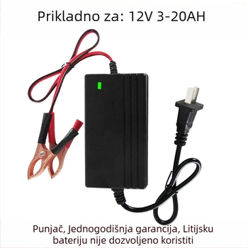 12V punjač baterija za auto i motocikl, automatski, visoke snage, izlaz 6A, CE certifikat, 100-240V AC