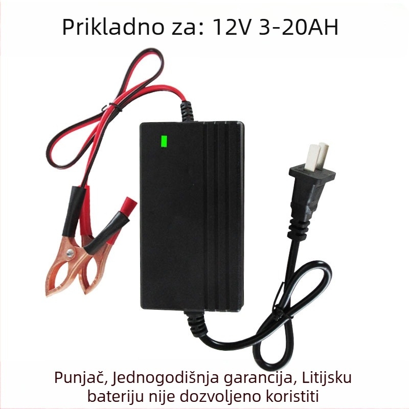 12V punjač baterija za auto i motocikl, automatski, visoke snage, izlaz 6A, CE certifikat, 100-240V AC