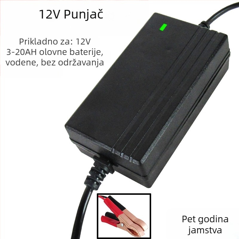 12V punjač baterija za auto i motocikl, automatski, visoke snage, izlaz 6A, CE certifikat, 100-240V AC